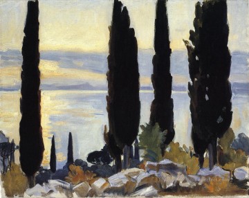  trees Canvas - Cypress Trees at San Vigilio landscape John Singer Sargent